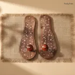Wooden Khadau with White Floral Artwork