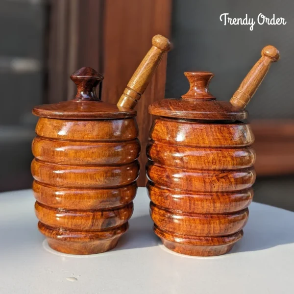 Wooden Honey Jar with Honey Dipper Wooden Honey Jar with Honey Dipper