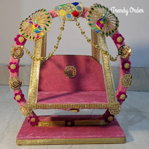 Pink Velvet Jhula for Laddu Gopal Pink Velvet Jhula for Laddu Gopal