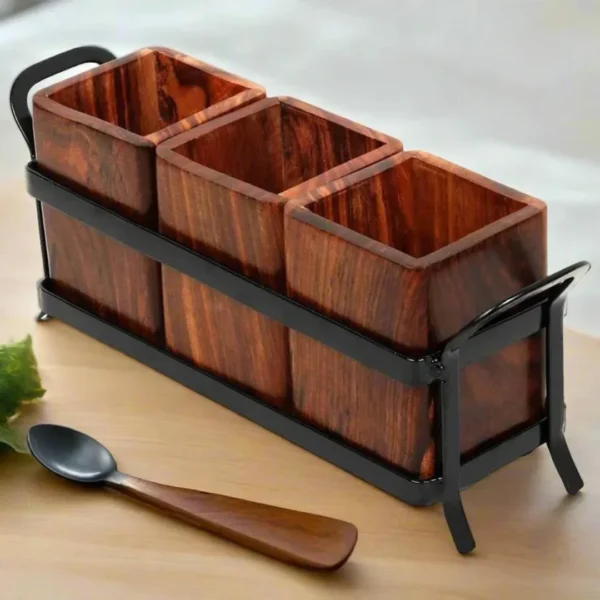 Wooden Cutlery Holder Wrought Iron Stand Wooden Cutlery Holder Wrought Iron Stand