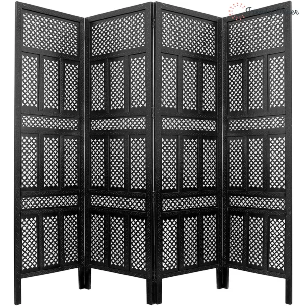 Luxe 4-Panel Room Divider with Floral Jali Design