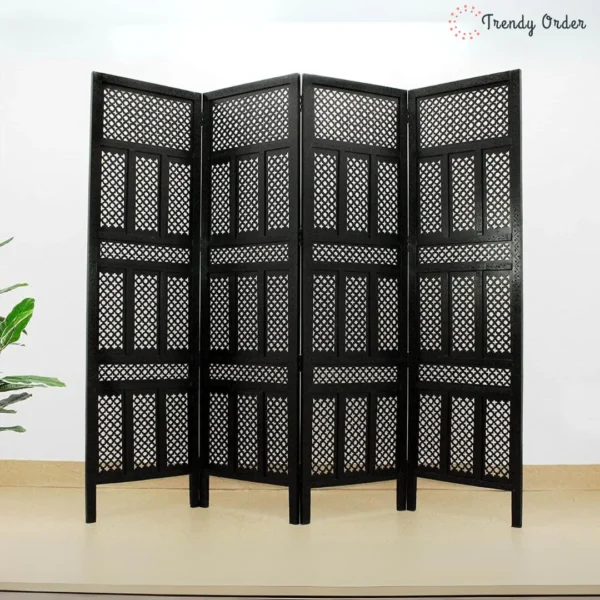 Luxe 4-Panel Room Divider with Floral Jali Design Luxe 4-Panel Room Divider with Floral Jali Design