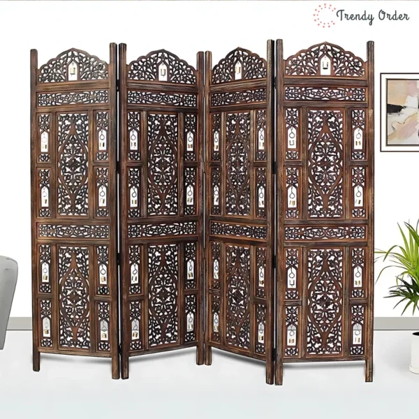 Royal Jali Room Divider with Geometric Carved Design Royal Jali Room Divider with Geometric Carved Design