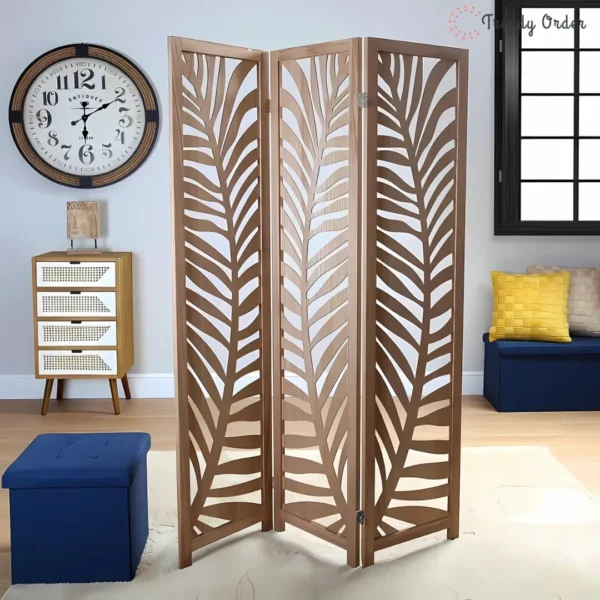 Palm Leaf Room Partition with Tropical Carved Design Palm Leaf Room Partition with Tropical Carved Design
