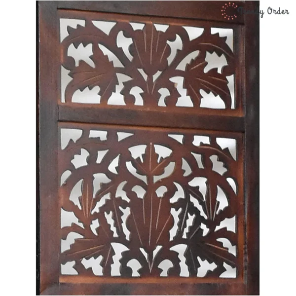 Palm Frond Room Partition with Tropical Carved Design