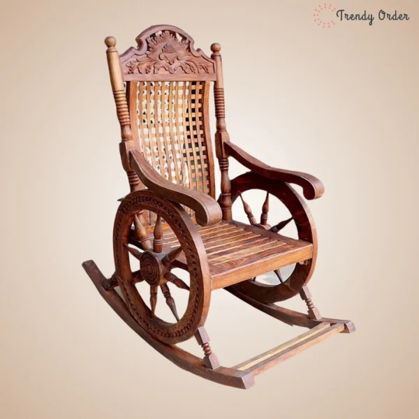 Traditional Indian Rocking Chair Handcrafted Chakra Design Traditional Indian Rocking Chair Handcrafted Chakra Design