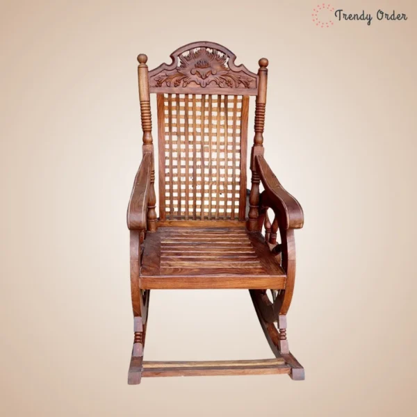 Traditional Indian Rocking Chair Handcrafted Chakra Design