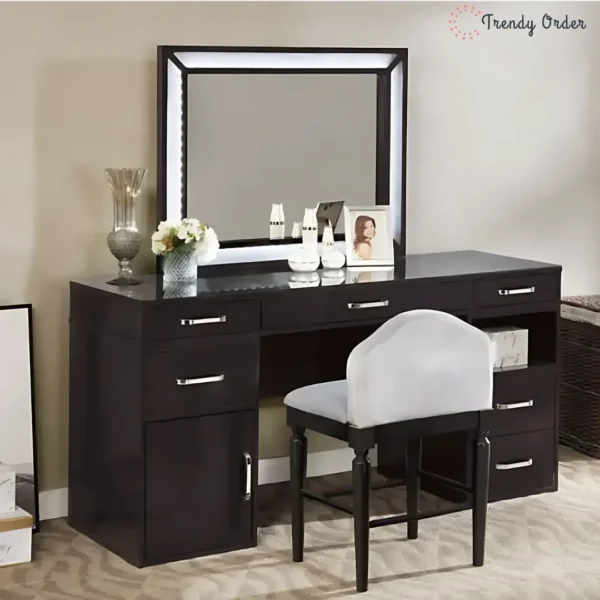 Ramsley Modern Vanity Set with LED Mirror and Storage Space Ramsley Modern Vanity Set with LED Mirror and Storage Space