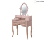 Elegant Wooden Dressing Table Set with Mirror and Stool