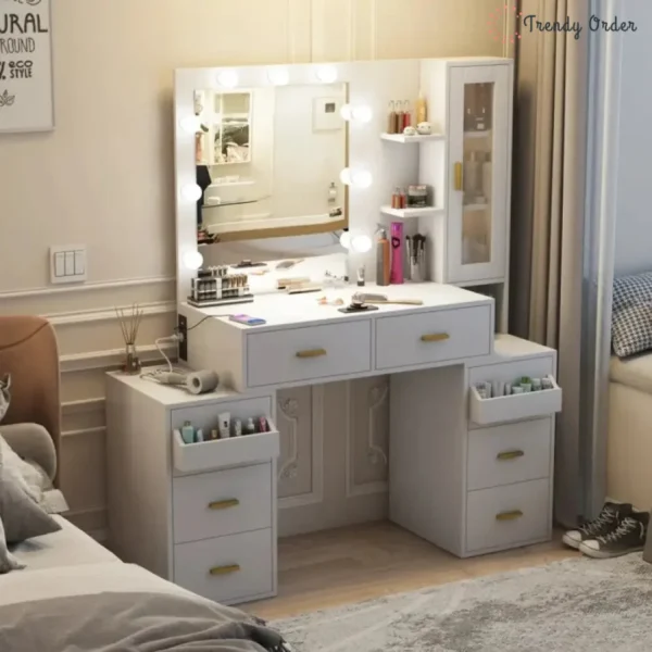 Sanad Modern Vanity with LED Lights and Charging Station Sanad Modern Vanity with LED Lights and Charging Station