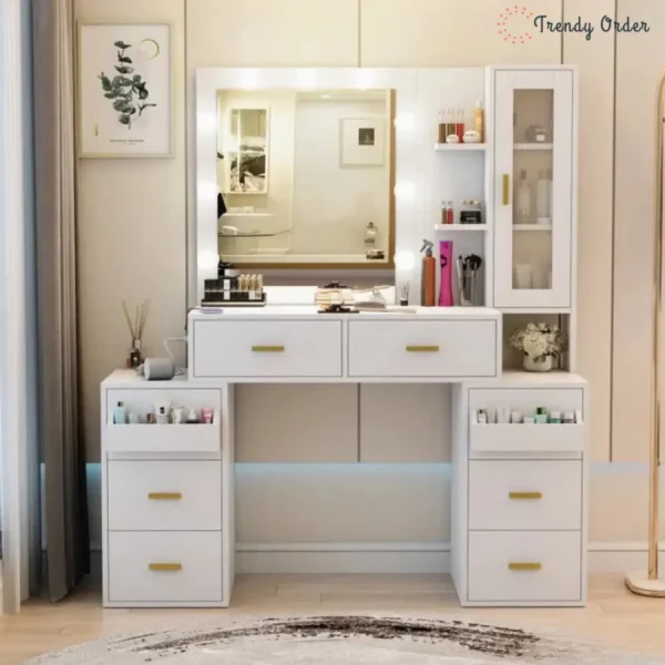 Sanad Modern Vanity with LED Lights and Charging Station