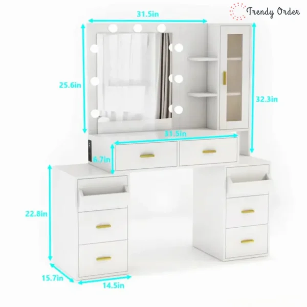 Sanad Modern Vanity with LED Lights and Charging Station