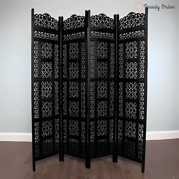 Antique Carved Room Divider with Floral Jali Design Antique Carved Room Divider with Floral Jali Design