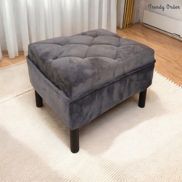 Modern Tufted Ottoman Grey Suede Design Modern Tufted Ottoman Grey Suede Design
