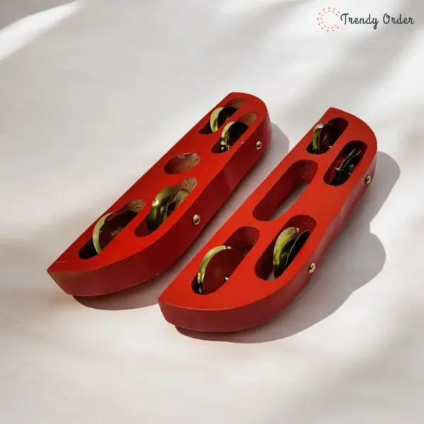 Wooden Khartal Manjira Set