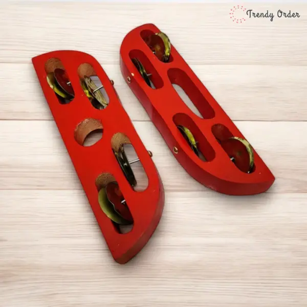 Wooden Khartal Manjira Set