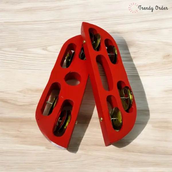 Wooden Khartal Manjira Set