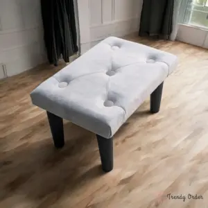 Grey Velvet Tufted Ottoman