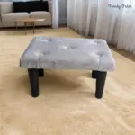 Grey Velvet Tufted Ottoman