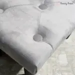 Grey Velvet Tufted Ottoman