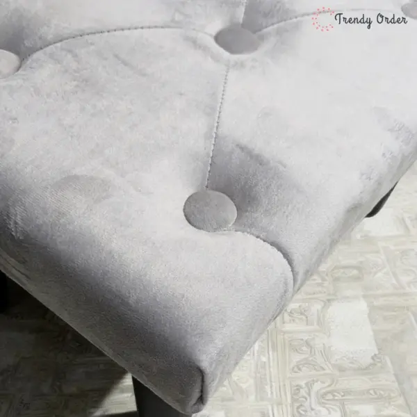 Grey Velvet Tufted Ottoman