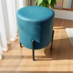 Teal Blue Round Ottoman