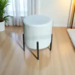 Light Blue Round Ottoman