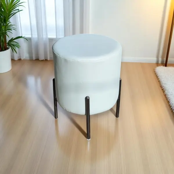 Light Blue Round Ottoman Light Blue Round Ottoman