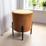 Camel Brown Round Ottoman