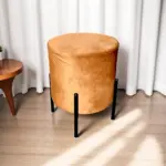 Camel Brown Round Ottoman