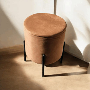Camel Brown Round Ottoman