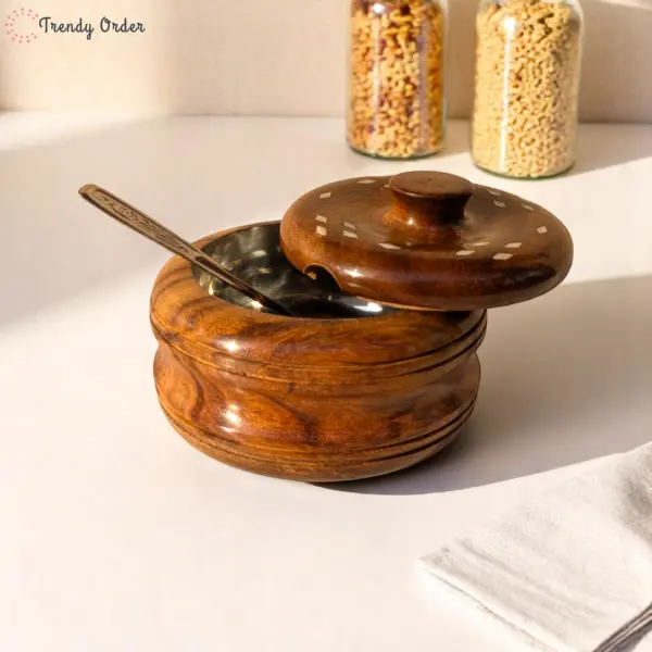 Wooden Storage Pot with Steel Liner Wooden Storage Pot with Steel Liner