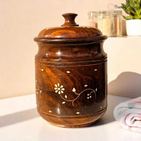Large Wooden Storage Jar Large Wooden Storage Jar