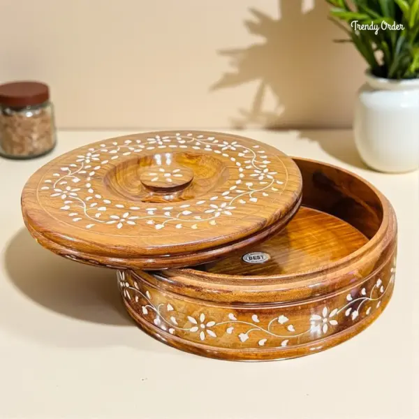 Round Wooden Roti Box