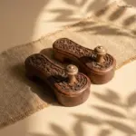 Carved Wooden Khadau for pooja
