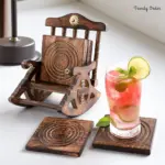 Coaster Set with Rocking Chair Holder