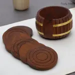 Barrel Shaped Wooden Coaster