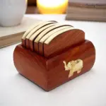 Brass Elephant Wooden Coaster