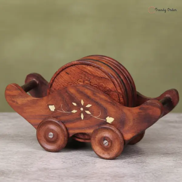 Miniature Trolley Wooden Coaster Set Miniature Trolley Wooden Coaster Set