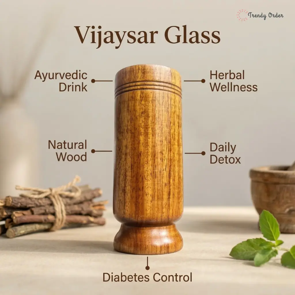 Vijaysar Glass Wooden Tumbler for Diabetes Control 1 Vijaysar Glass Wooden Tumbler