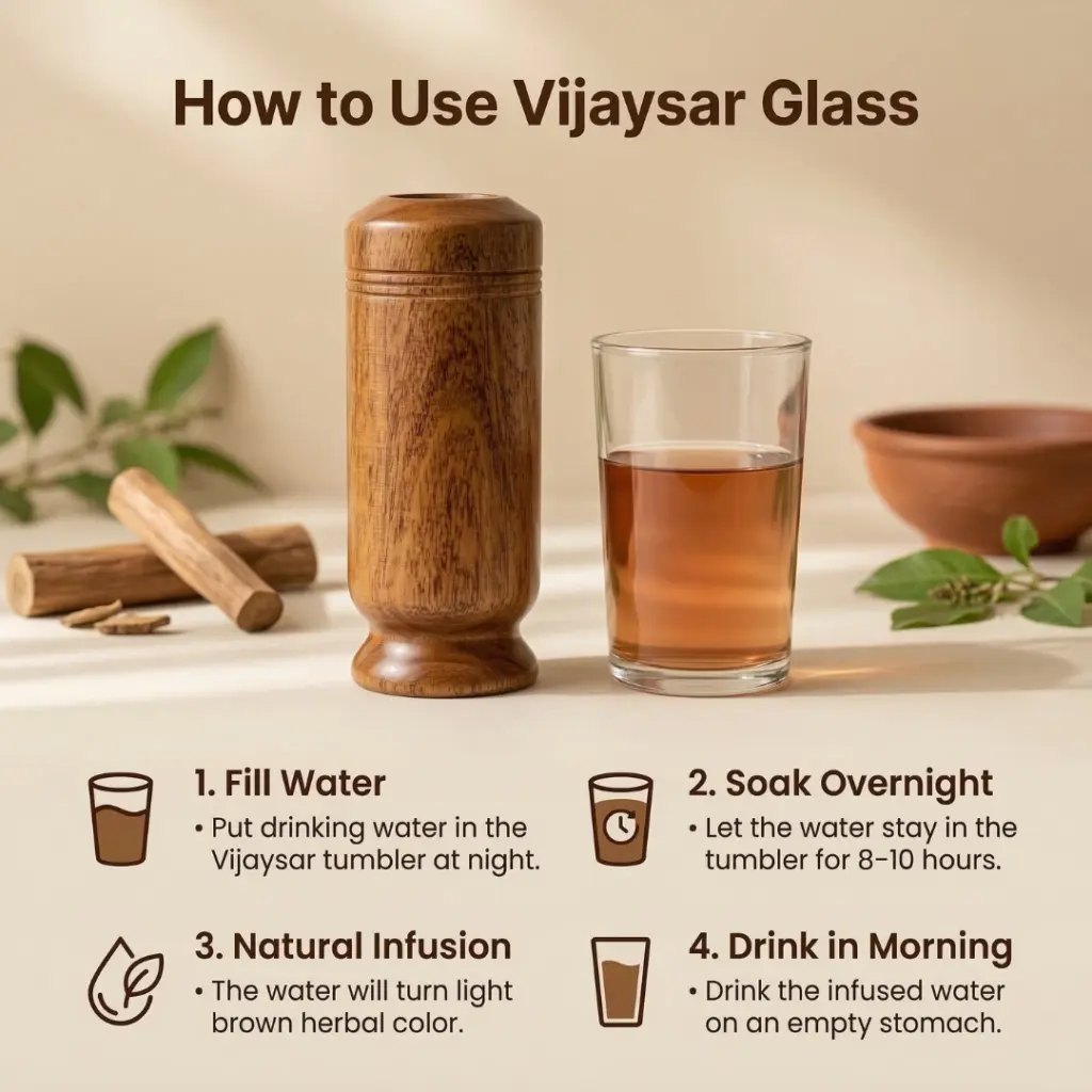 Vijaysar Glass Wooden Tumbler for Diabetes Control 2 Vijaysar Glass Wooden Tumbler