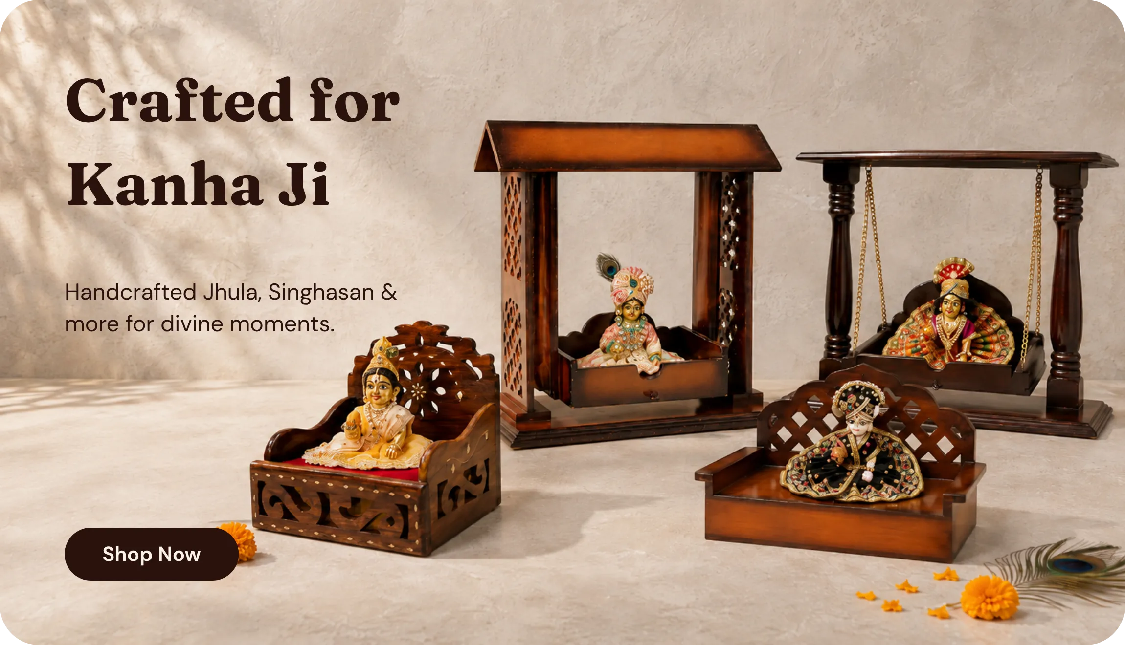 wooden laddu gopal catalog brown roots