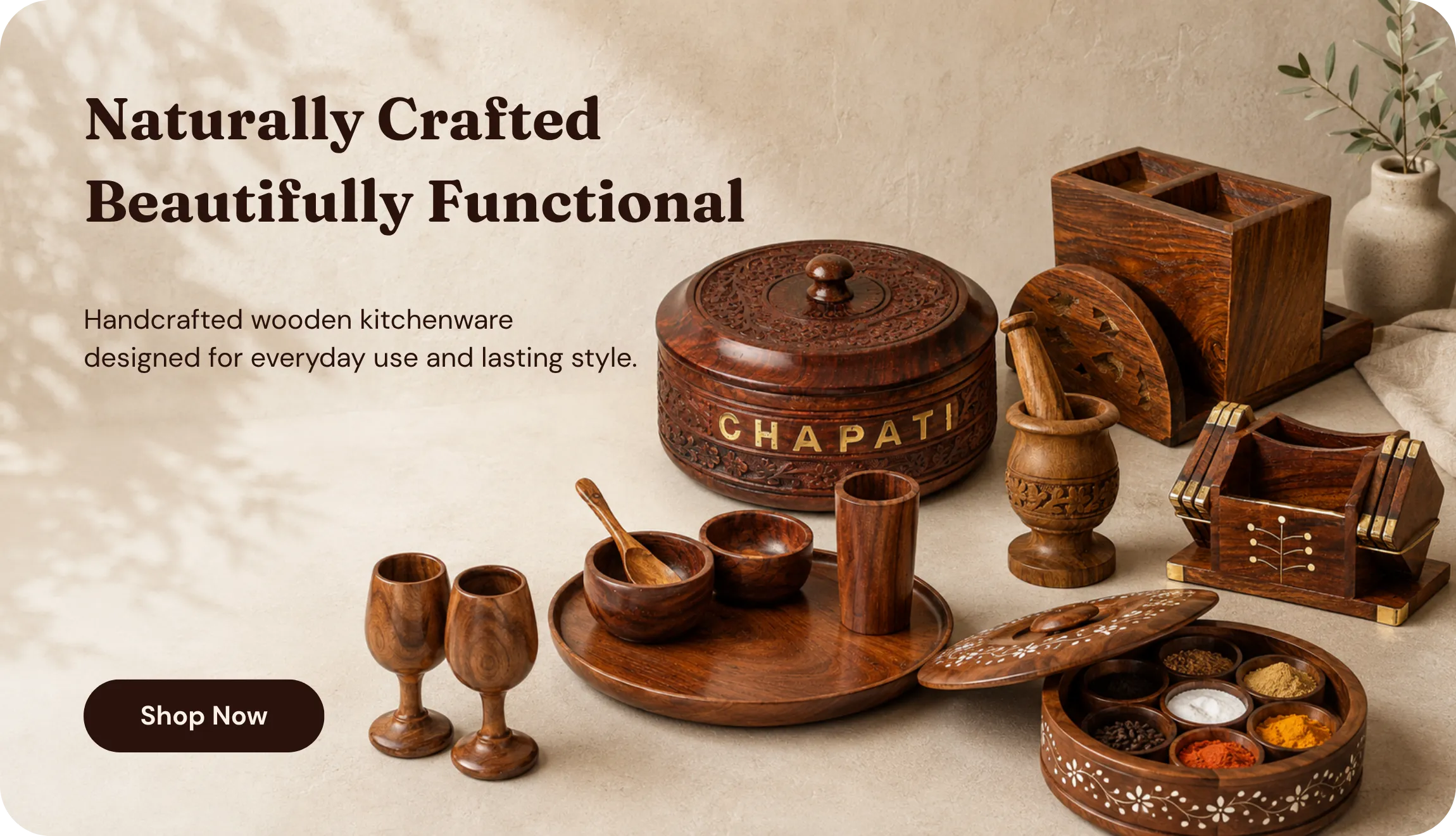 wooden kitchenware brown roots