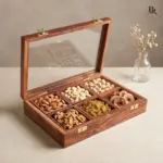 Wood Dry Fruit Box 6 Compartments