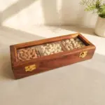 Wood Dry Fruit Box 3 Compartments