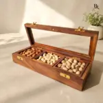 Wood Dry Fruit Box 3 Compartments