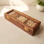 Wood Dry Fruit Box 3 Compartments