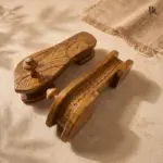 Leaf Pattern Carved Wooden Paduka